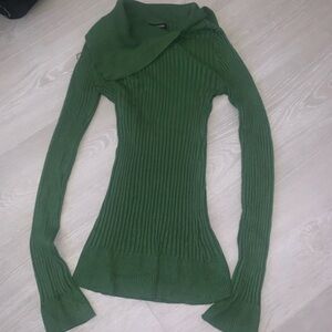 Elegant Green Cowl Neck Sweater